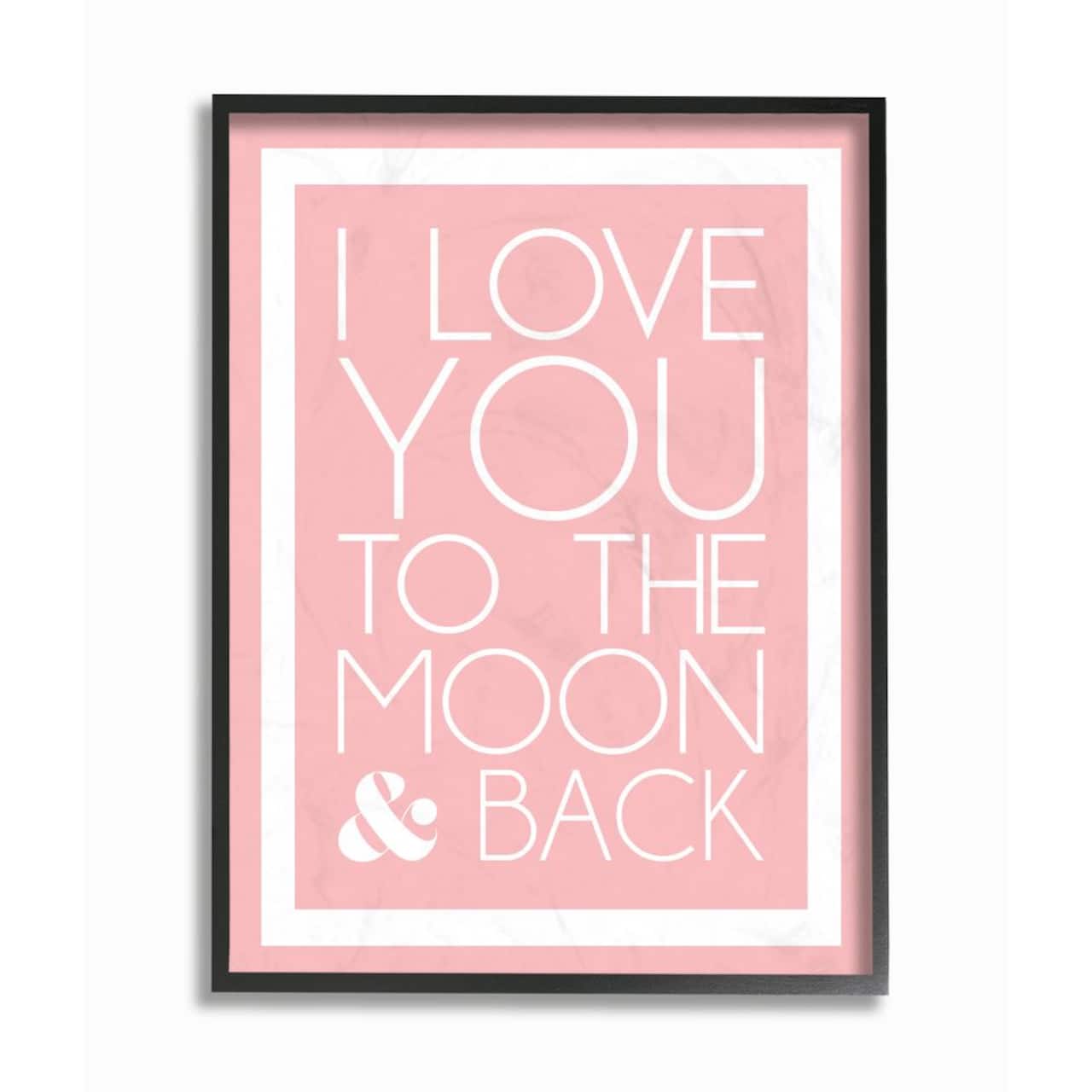 Stupell Industries Pink & White I Love You To The Moon Framed Giclee Textured Wall Art